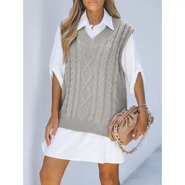 imageCUPSHE Womens Pullover Sweater Vest Fall Winter V Neck Casual Sleeveless Knit SweaterGray