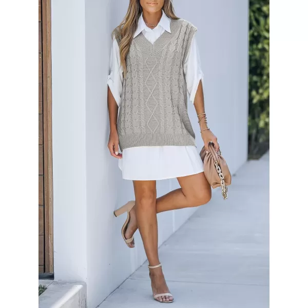 imageCUPSHE Womens Pullover Sweater Vest Fall Winter V Neck Casual Sleeveless Knit SweaterGray