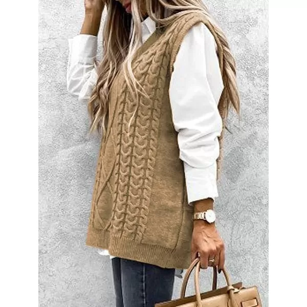 imageCUPSHE Womens Pullover Sweater Vest Fall Winter V Neck Casual Sleeveless Knit SweaterMulticolored
