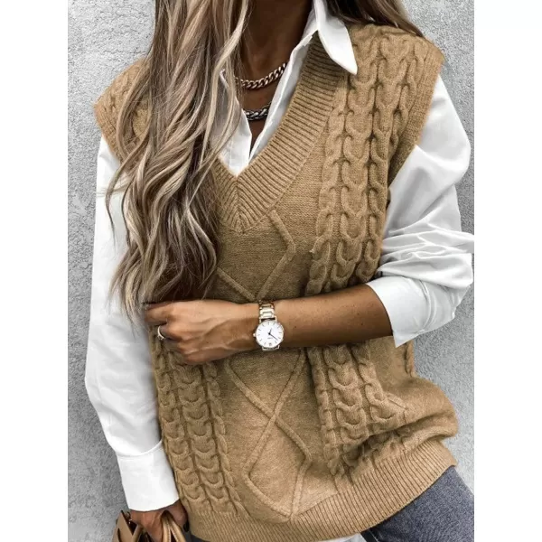 imageCUPSHE Womens Pullover Sweater Vest Fall Winter V Neck Casual Sleeveless Knit SweaterMulticolored
