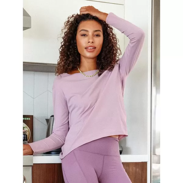 imageCUPSHE Womens Purple Long Sleeve Sweatshirt Casual Pullover Tunic TopsPurple