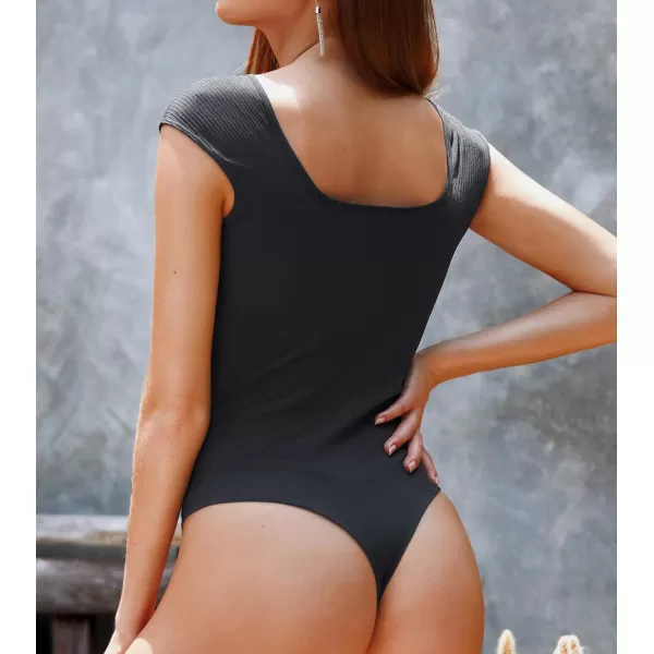 imageCUPSHE Womens Rib High Cut Comfortable Scoop Neck BodysuitCUPSHE Womens Rib High Cut Comfortable Scoop Neck Bodysuit