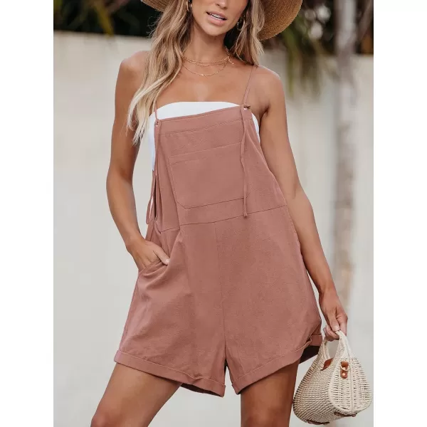 imageCUPSHE Womens Romper Cami Strap Shortalls Sleeveless Overall Front Pocket Outfit Casual BeachPink