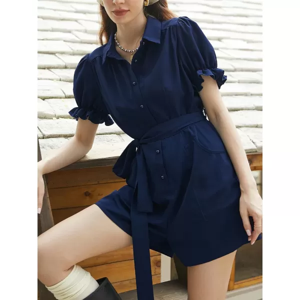 imageCUPSHE Womens Romper Collared Button Ruffled Short Sleeve Belted Wide Leg Straight Outfit with Pockets Casual Beach Mini JumpsuitCUPSHE Womens Romper Collared Button Ruffled Short Sleeve Belted Wide Leg Straight Outfit with Pockets Casual Beach Mini Jumpsuit