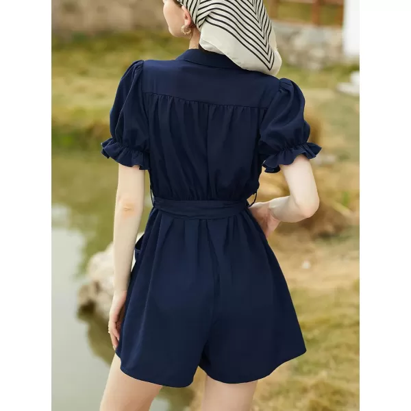 imageCUPSHE Womens Romper Collared Button Ruffled Short Sleeve Belted Wide Leg Straight Outfit with Pockets Casual Beach Mini JumpsuitCUPSHE Womens Romper Collared Button Ruffled Short Sleeve Belted Wide Leg Straight Outfit with Pockets Casual Beach Mini Jumpsuit