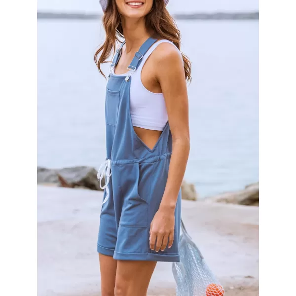 imageCUPSHE Womens Romper Drawstring Waist Jumpsuits Sleeveless Overall Wide Leg Outfit with Pockets CasualBlue