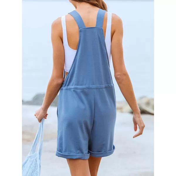 imageCUPSHE Womens Romper Drawstring Waist Jumpsuits Sleeveless Overall Wide Leg Outfit with Pockets CasualBlue