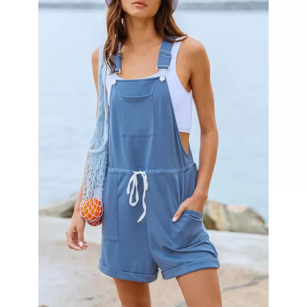 imageCUPSHE Womens Romper Drawstring Waist Jumpsuits Sleeveless Overall Wide Leg Outfit with Pockets CasualBlue