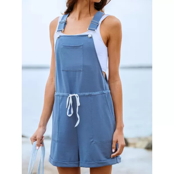 imageCUPSHE Womens Romper Drawstring Waist Jumpsuits Sleeveless Overall Wide Leg Outfit with Pockets CasualBlue