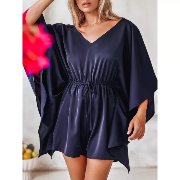 imageCUPSHE Womens Romper Kimono Sleeve Jumpsuits V Neck Drawstring Outfit Casual DressyBlue