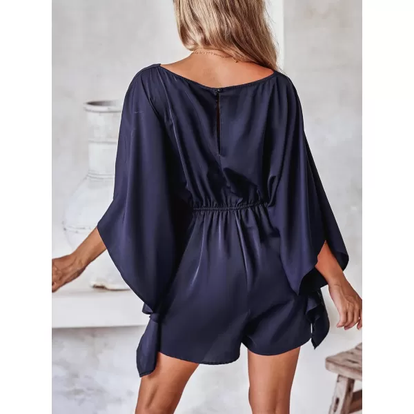 imageCUPSHE Womens Romper Kimono Sleeve Jumpsuits V Neck Drawstring Outfit Casual DressyBlue