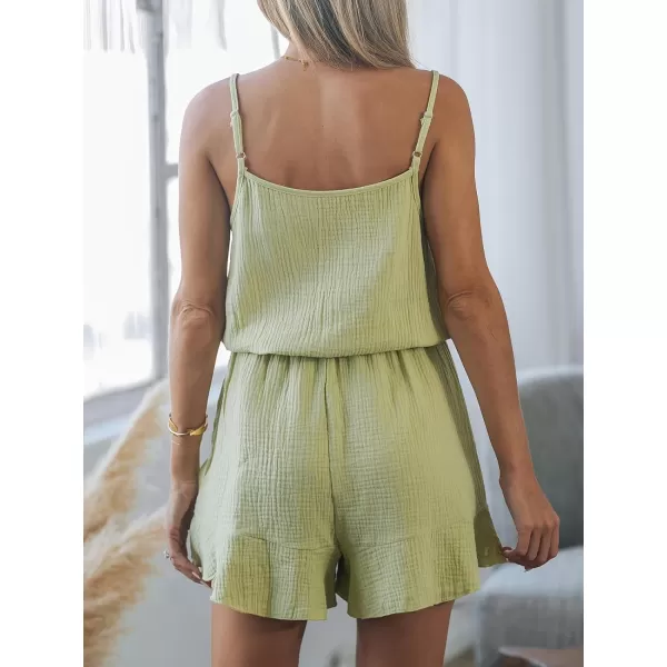 imageCUPSHE Womens Romper Lace Up Ruffles Hem Cami Jumpsuits Overall Sleeveless Outfit CasualGreen