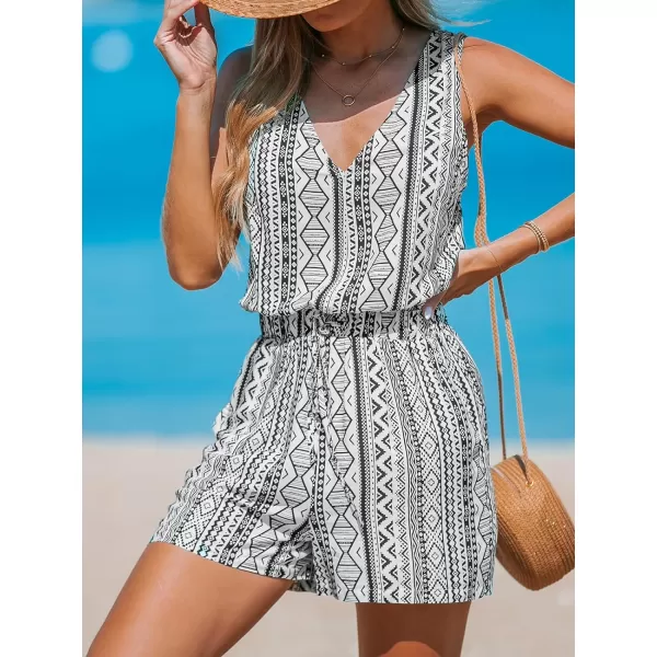 imageCUPSHE Womens Romper Lace Up Straight Leg Jumpsuit V Neck Overall Sleeveless Outfit Casual BeachBlack