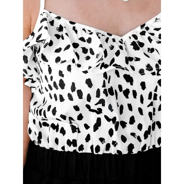 imageCUPSHE Womens Romper Polka Dot Sleeveless V Neck Overall Straight Leg Outfit Dressy CasualBlack