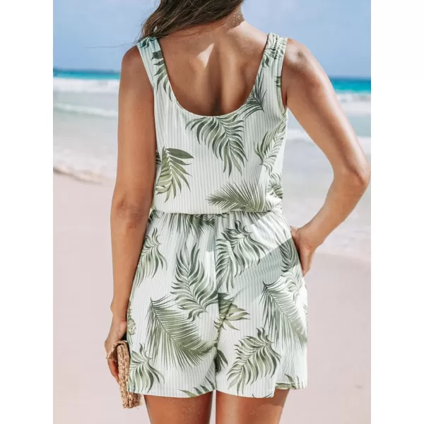 imageCUPSHE Womens Romper Scoop Neck Loose Fit Straight Leg Overall Sleeveless Waist Tie Outfit CasualWhite