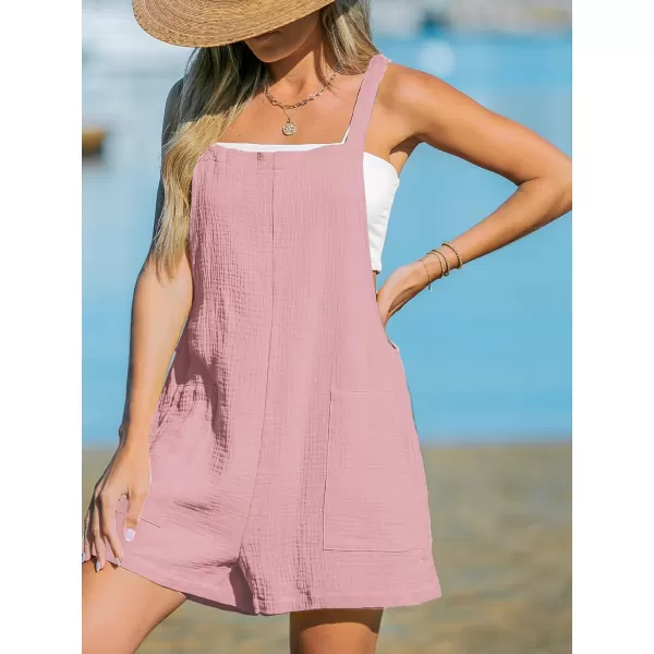 imageCUPSHE Womens Romper Square Neck Pinafore Jumpsuits Sleeveless Overall Wide Leg Outfit Casual DressyPink