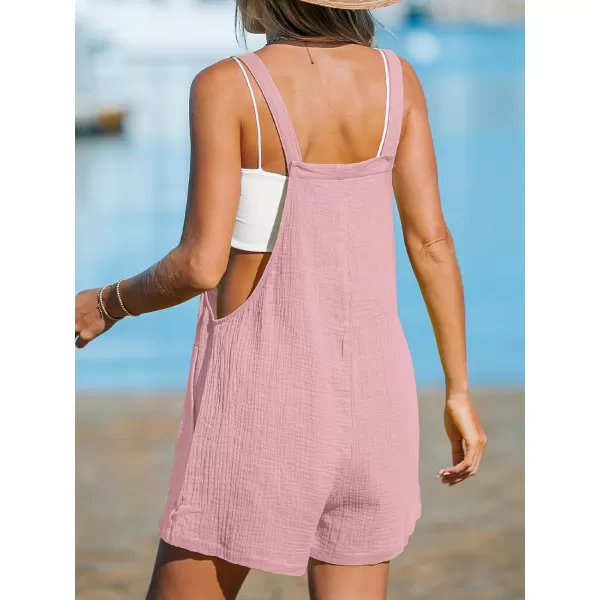 imageCUPSHE Womens Romper Square Neck Pinafore Jumpsuits Sleeveless Overall Wide Leg Outfit Casual DressyPink