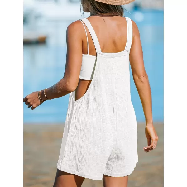 imageCUPSHE Womens Romper Square Neck Pinafore Jumpsuits Sleeveless Overall Wide Leg Outfit Casual DressyWhite