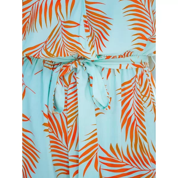 imageCUPSHE Womens Romper Tropical Flutter Sleeve Boho Overall V Neck Wide Leg Outfit Casual BeachBlack