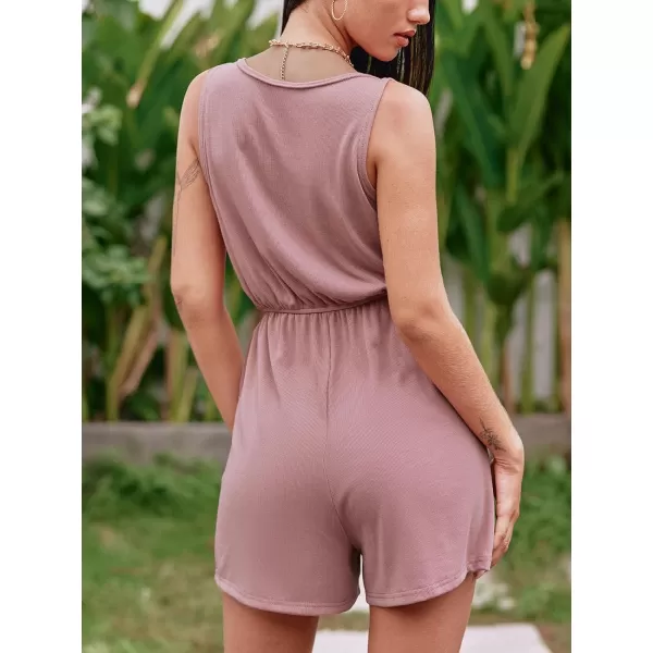 imageCUPSHE Womens Romper V Neck Jumpsuit Straight Leg Overall Sleeveless Pockets Outfit CasualPink