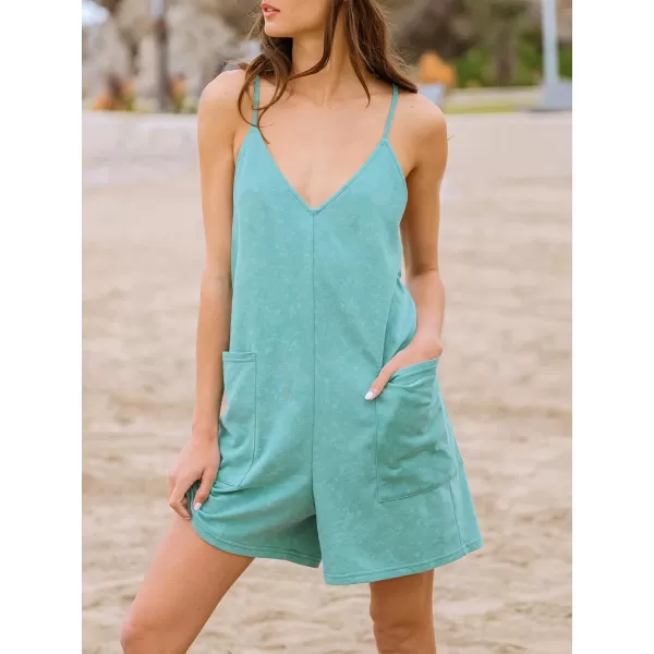 imageCUPSHE Womens Romper VNeck Loose Fit Jumpsuits Sleeveless Overall Wide Leg Outfit with Pockets CasualBlue