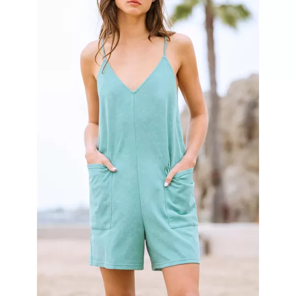imageCUPSHE Womens Romper VNeck Loose Fit Jumpsuits Sleeveless Overall Wide Leg Outfit with Pockets CasualBlue