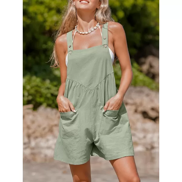 imageCUPSHE Womens Rompers ButtonStrap Loose Fit Jumpsuits Wide Leg Overall Sleeveless Pockets Outfit Casual BeachGreen