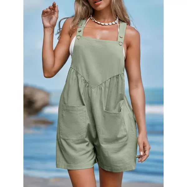 imageCUPSHE Womens Rompers ButtonStrap Loose Fit Jumpsuits Wide Leg Overall Sleeveless Pockets Outfit Casual BeachGreen