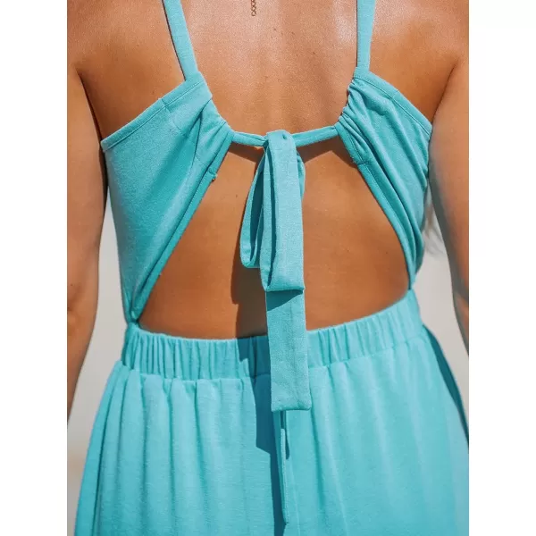 imageCUPSHE Womens Rompers Rib Tie Back Jumpsuits Sleeveless Overall Outfit Casual Summer BeachGreen