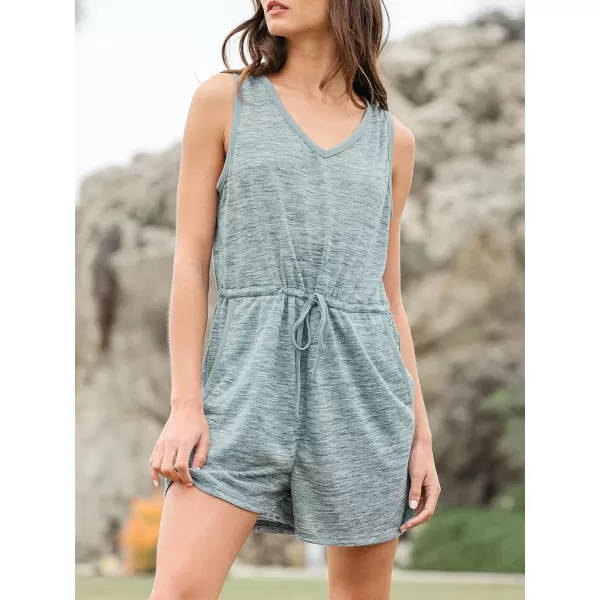 imageCUPSHE Womens Rompers Sleeveless V Neck Jumpsuits Backless Tie Overall Outfit Casual BeachGrey