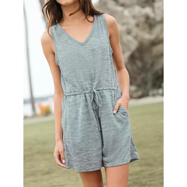 imageCUPSHE Womens Rompers Sleeveless V Neck Jumpsuits Backless Tie Overall Outfit Casual BeachGrey