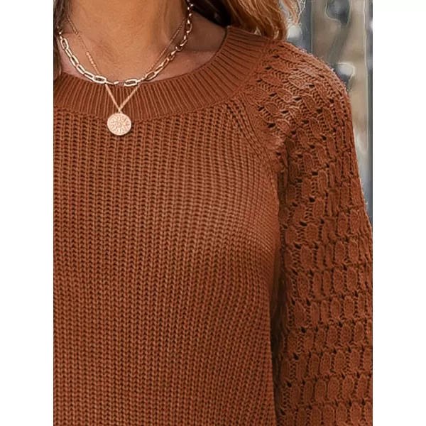 imageCUPSHE Womens Round Neck Long Sleeve Pink Sweater Dress Winter Warm Loose Fit Casual Pullover SweaterBrown