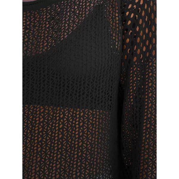 imageCUPSHE Womens Round Neck Sweater Long Sleeve Hollow Out Knit Pullover Casual SweaterBlack