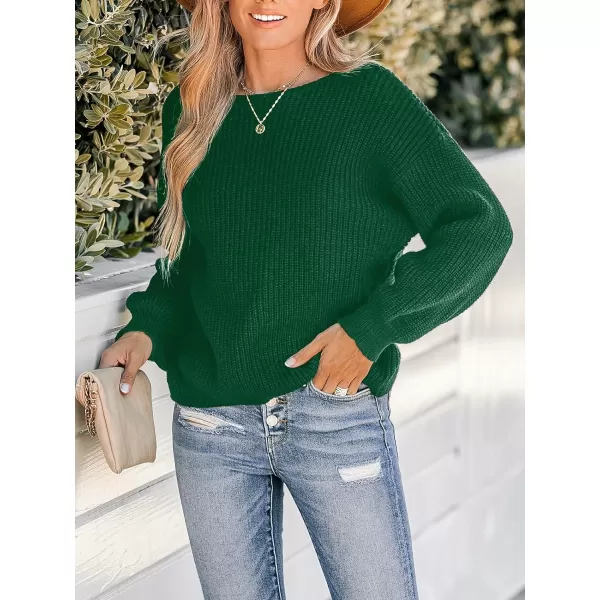 imageCUPSHE Womens Round Neck Sweater Ribbed Knit Twist Back Pullover with Long SleevesGreen