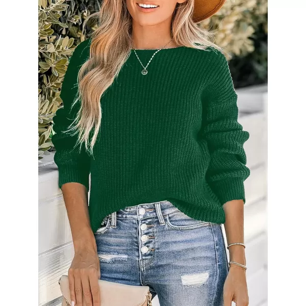 imageCUPSHE Womens Round Neck Sweater Ribbed Knit Twist Back Pullover with Long SleevesGreen