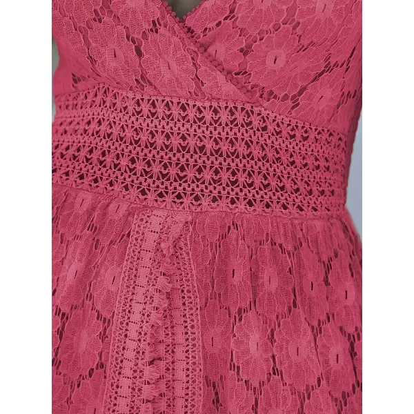 imageCUPSHE Womens Ruching Smocking Jumpsuit Summer Slip V Neck Backless Maxi High LowDusty Pink