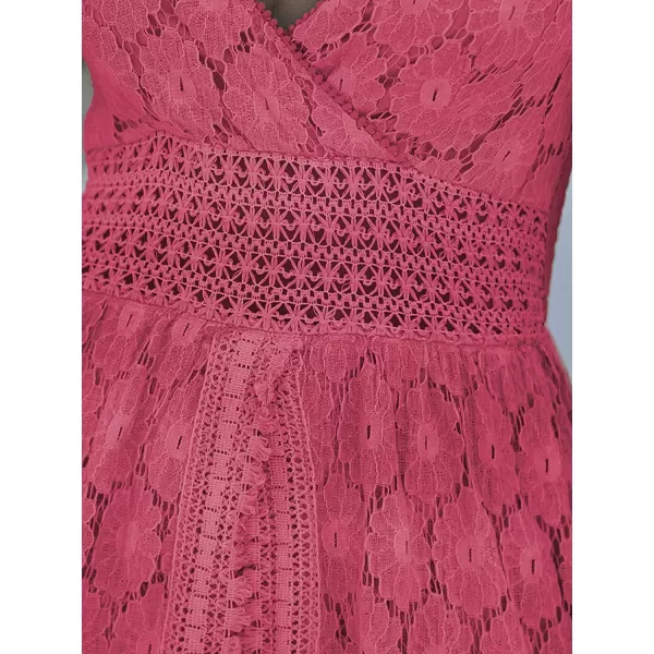 imageCUPSHE Womens Ruching Smocking Jumpsuit Summer Slip V Neck Backless Maxi High LowDusty Pink
