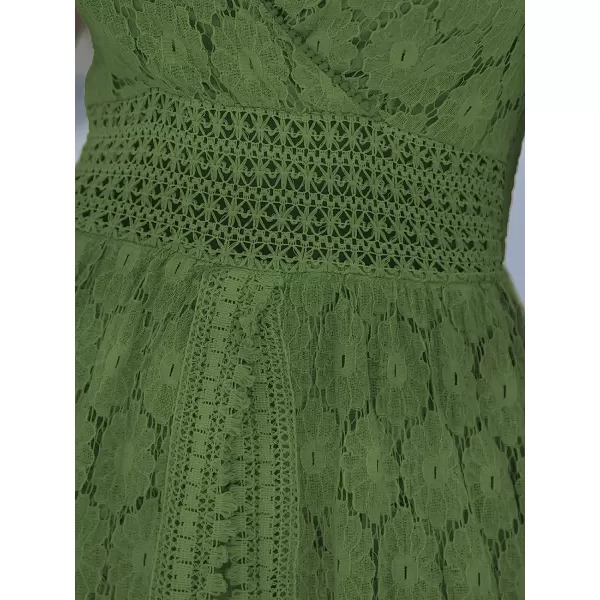 imageCUPSHE Womens Ruching Smocking Jumpsuit Summer Slip V Neck Backless Maxi High LowOlive Green