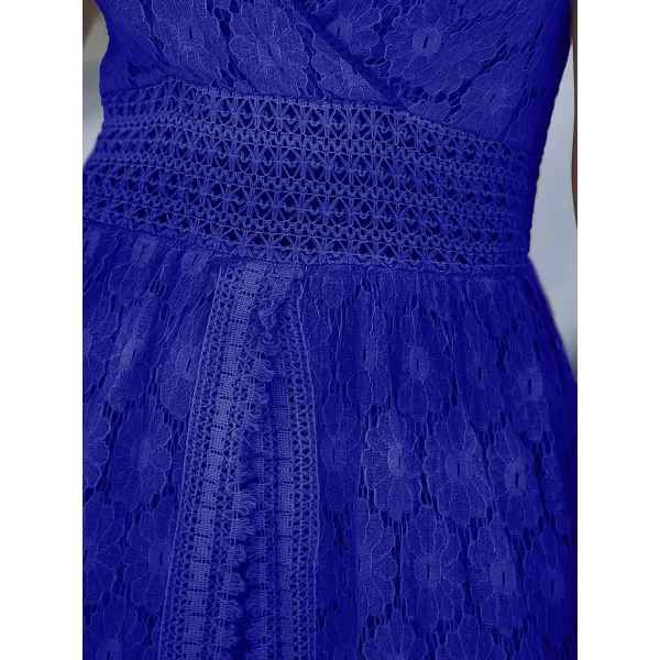 imageCUPSHE Womens Ruching Smocking Jumpsuit Summer Slip V Neck Backless Maxi High LowRoyal Blue