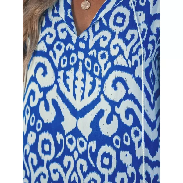 imageCUPSHE Womens Ruffle Beach Dress Split V Neck with Tassel Tie Elastic Half Sleeve Mini Summer DressesRoyal Blue