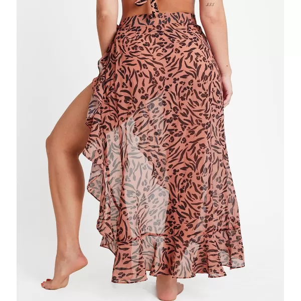imageCUPSHE Womens Ruffle Maxi Wrap Beach Sarong Leopard Pareo Tie Side Swimsuit Cover Up VacationLeopard