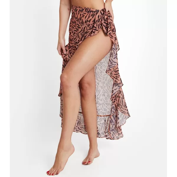 imageCUPSHE Womens Ruffle Maxi Wrap Beach Sarong Leopard Pareo Tie Side Swimsuit Cover Up VacationLeopard