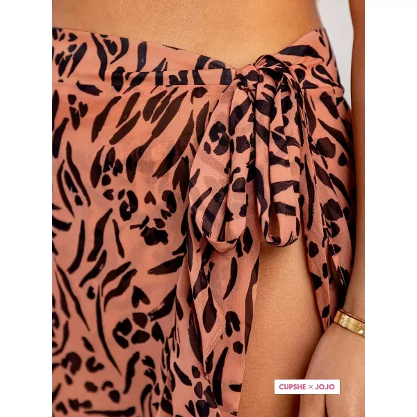 imageCUPSHE Womens Ruffle Maxi Wrap Beach Sarong Leopard Pareo Tie Side Swimsuit Cover Up VacationLeopard