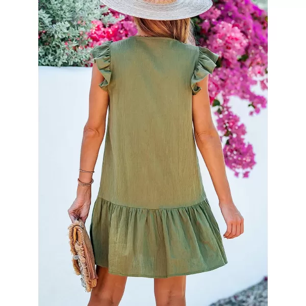 imageCUPSHE Womens Ruffled Trim ButtonFront Mini Dress Sleeveless Mini Dresses Casual SummerOlive Green