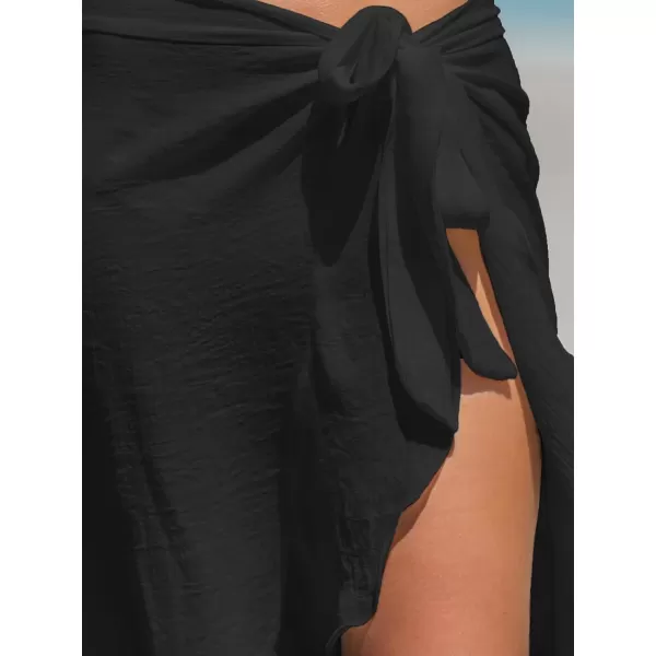 imageCUPSHE Womens Sarong Coverups Chiffon Swimsuit Wrap Skirt Beach Self Tie Cover Up Midi WrapsBlack