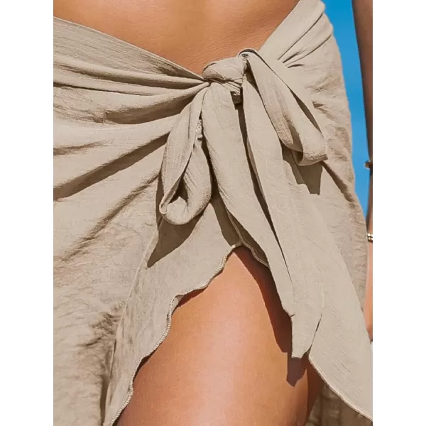 imageCUPSHE Womens Sarong Coverups Chiffon Swimsuit Wrap Skirt Beach Self Tie Cover Up Midi WrapsBrown