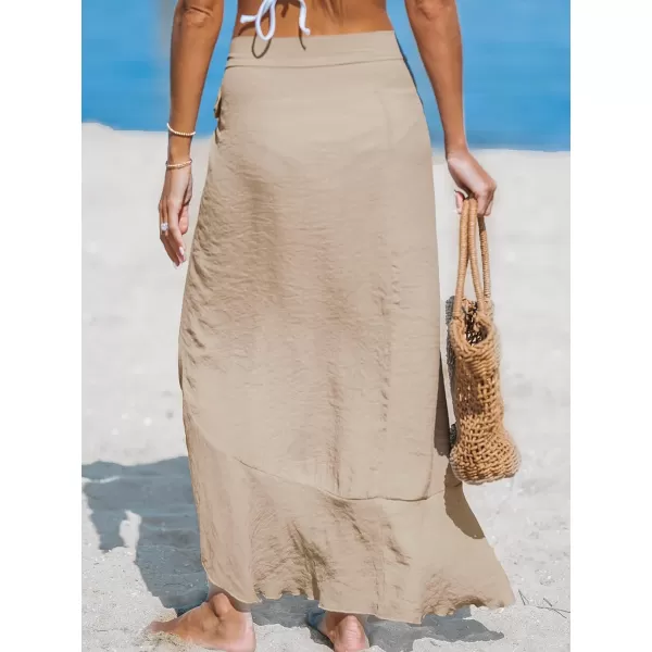 imageCUPSHE Womens Sarong Coverups Chiffon Swimsuit Wrap Skirt Beach Self Tie Cover Up Midi WrapsBrown