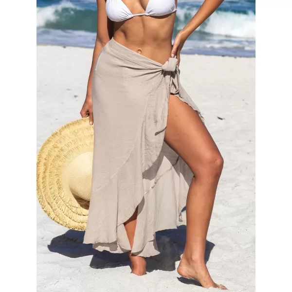 imageCUPSHE Womens Sarong Coverups Chiffon Swimsuit Wrap Skirt Beach Self Tie Cover Up Midi WrapsLight Khaki