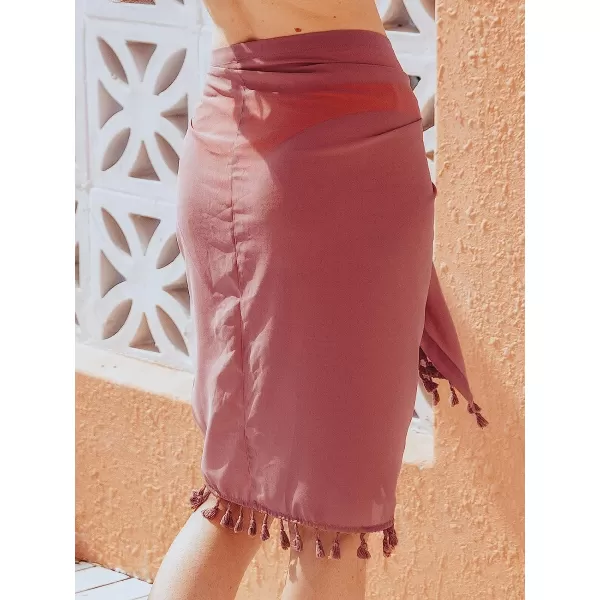 imageCUPSHE Womens Sarongs Wrap Cover Up Skirt Tropical Print Tassel Beach Tie SidePink
