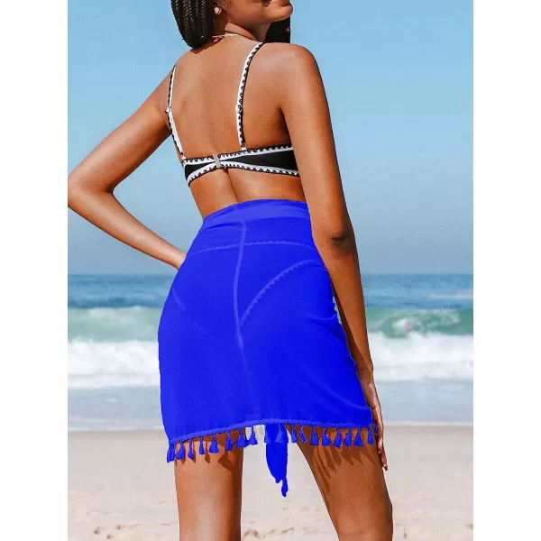 imageCUPSHE Womens Sarongs Wrap Cover Up Tropical Print Tassel Beach Tie SideBlue